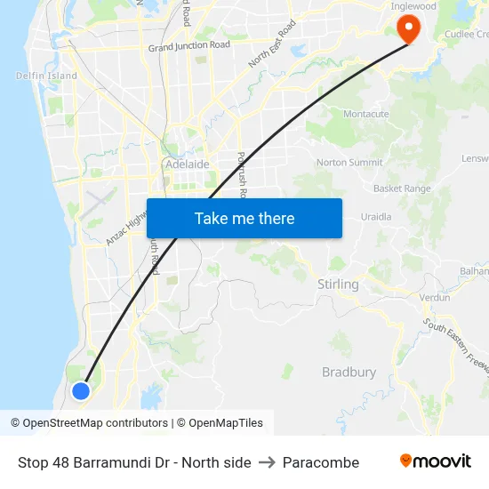 Stop 48 Barramundi Dr - North side to Paracombe map