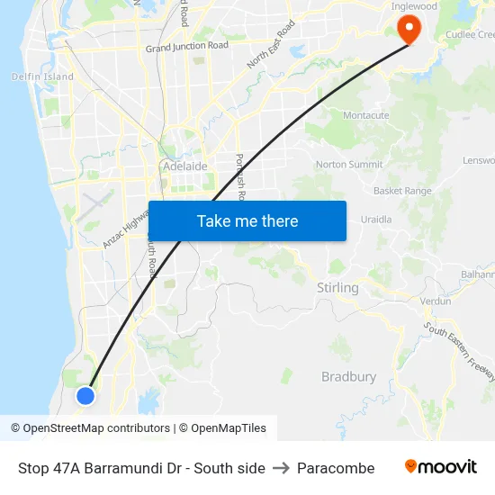 Stop 47A Barramundi Dr - South side to Paracombe map