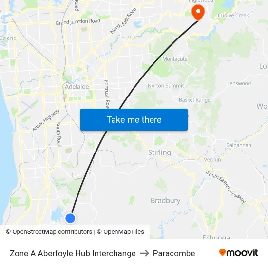 Zone A Aberfoyle Hub Interchange to Paracombe map