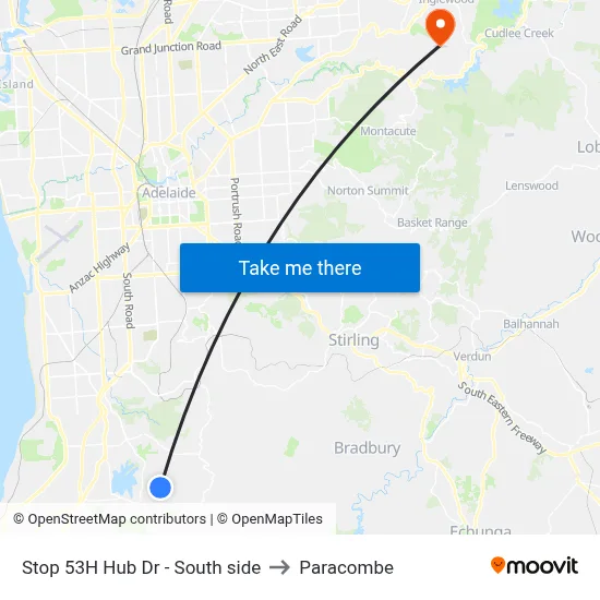 Stop 53H Hub Dr - South side to Paracombe map