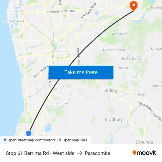 Stop 61 Berrima Rd - West side to Paracombe map