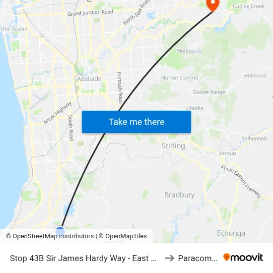 Stop 43B Sir James Hardy Way - East side to Paracombe map