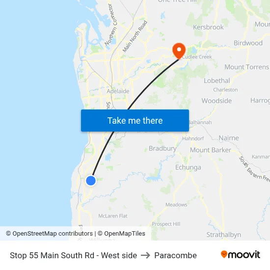 Stop 55 Main South Rd - West side to Paracombe map