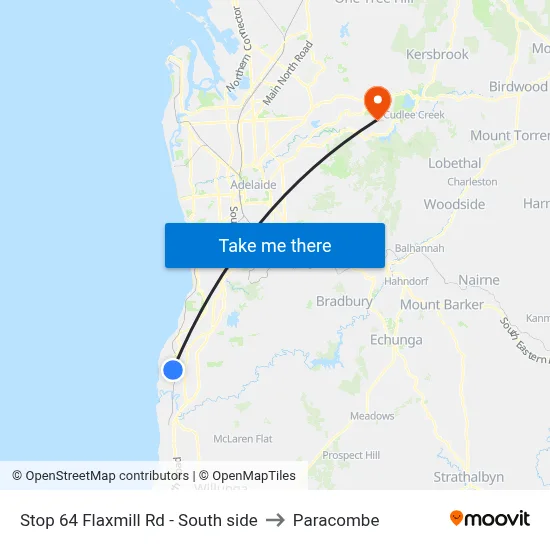 Stop 64 Flaxmill Rd - South side to Paracombe map