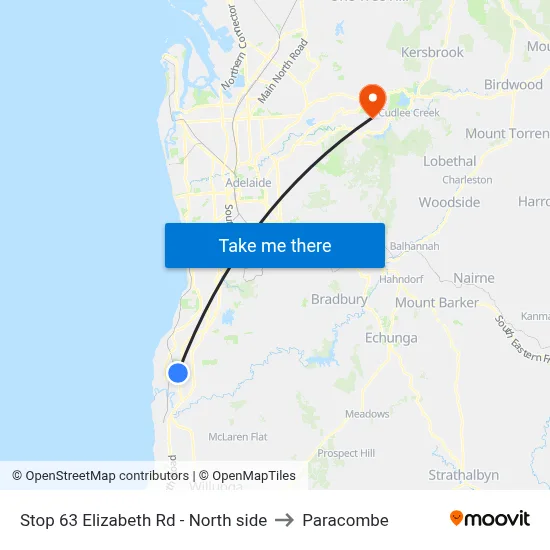 Stop 63 Elizabeth Rd - North side to Paracombe map