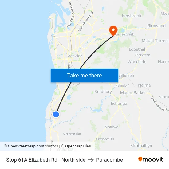 Stop 61A Elizabeth Rd - North side to Paracombe map