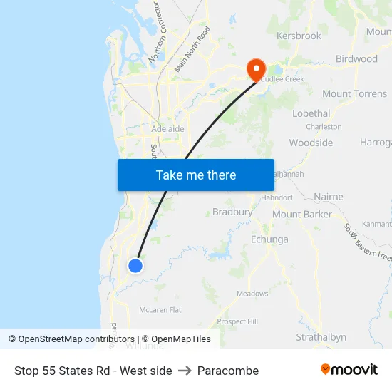 Stop 55 States Rd - West side to Paracombe map
