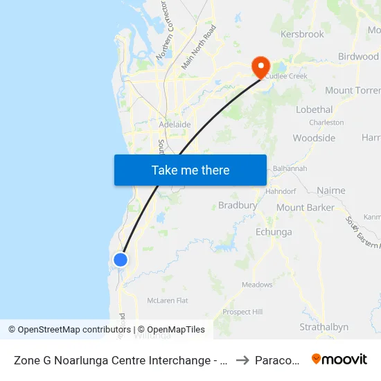 Zone G Noarlunga Centre Interchange - East side to Paracombe map