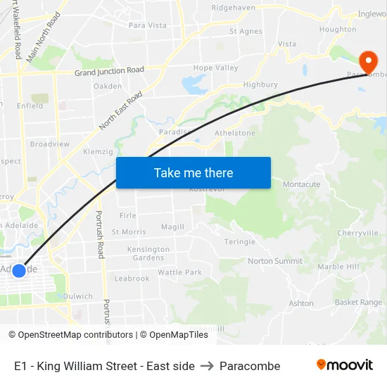 E1 - King William Street - East side to Paracombe map