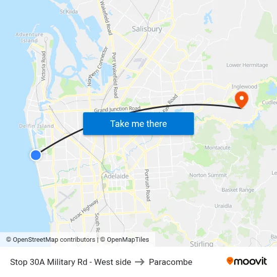 Stop 30A Military Rd - West side to Paracombe map