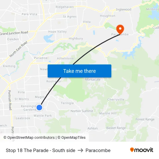 Stop 18 The Parade - South side to Paracombe map