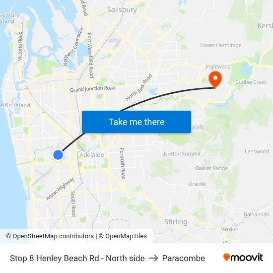 Stop 8 Henley Beach Rd - North side to Paracombe map