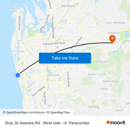 Stop 26 Seaview Rd - West side to Paracombe map
