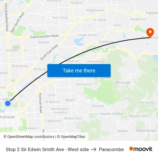 Stop 2 Sir Edwin Smith Ave - West side to Paracombe map