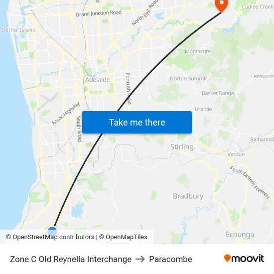Zone C Old Reynella Interchange to Paracombe map