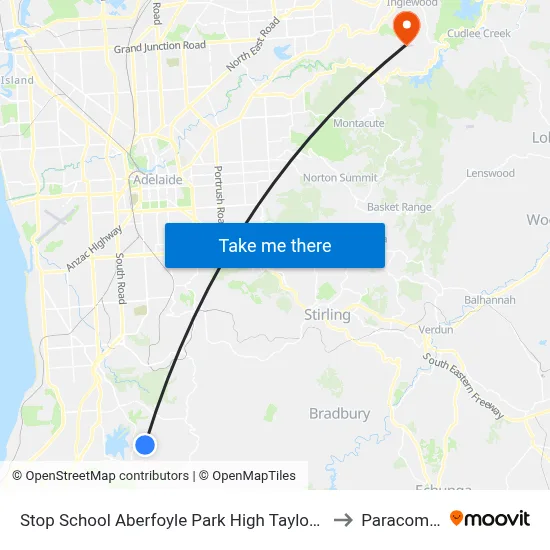Stop School Aberfoyle Park High Taylors Rd to Paracombe map