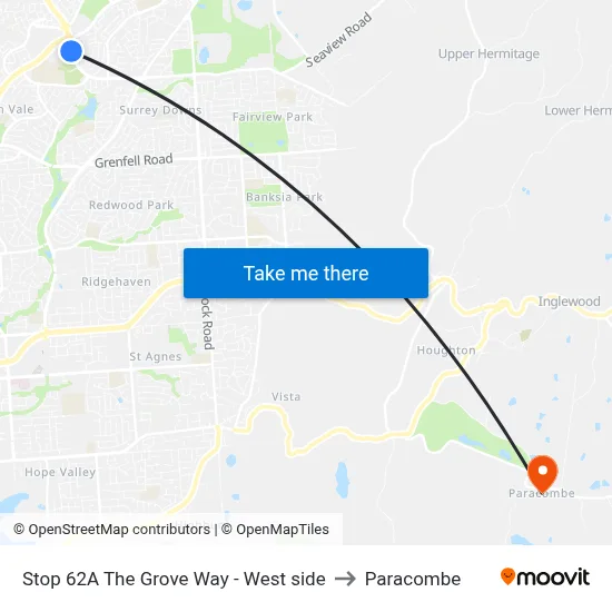 Stop 62A The Grove Way - West side to Paracombe map