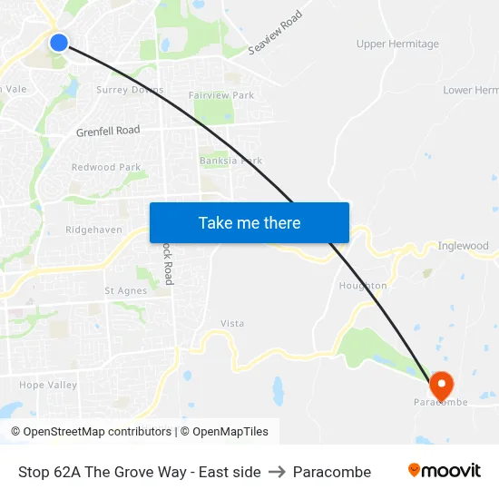 Stop 62A The Grove Way - East side to Paracombe map