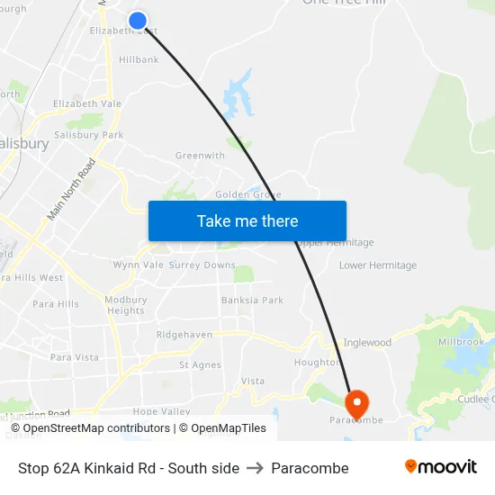 Stop 62A Kinkaid Rd - South side to Paracombe map