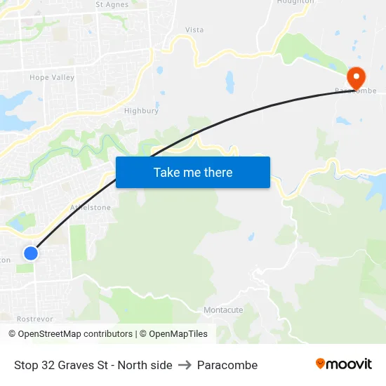 Stop 32 Graves St - North side to Paracombe map