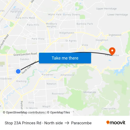 Stop 23A Princes Rd - North side to Paracombe map