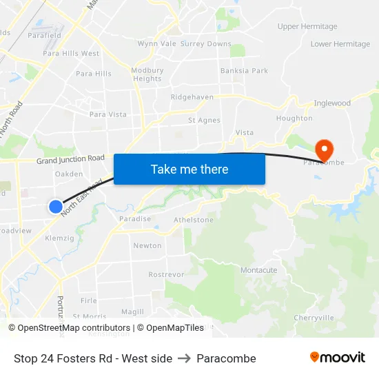 Stop 24 Fosters Rd - West side to Paracombe map