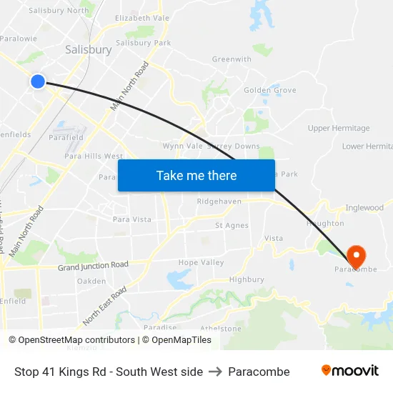 Stop 41 Kings Rd - South West side to Paracombe map