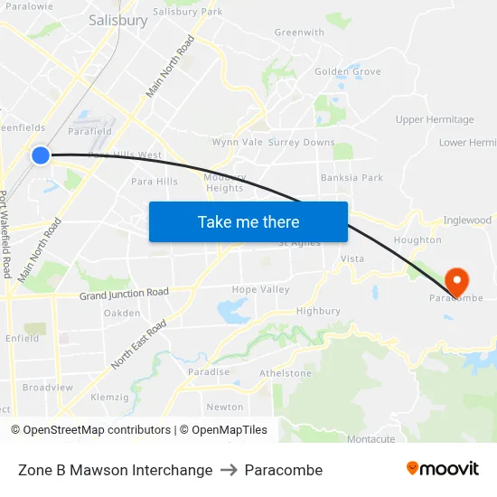Zone B Mawson Interchange to Paracombe map