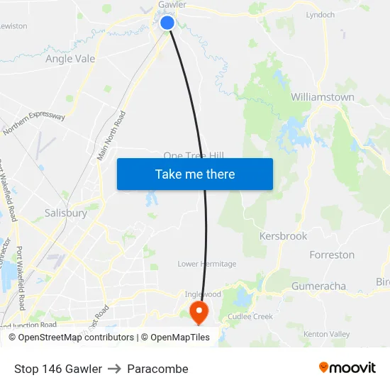 Stop 146 Gawler to Paracombe map