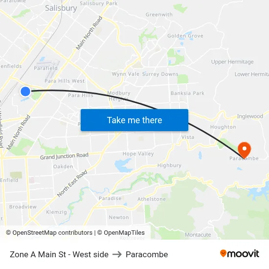 Zone A Main St - West side to Paracombe map