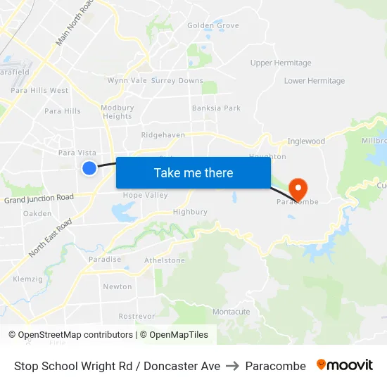 Stop School Wright Rd / Doncaster Ave to Paracombe map
