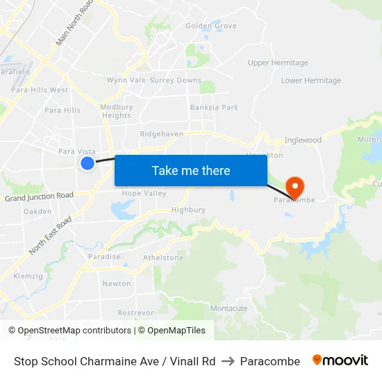 Stop School Charmaine Ave / Vinall Rd to Paracombe map