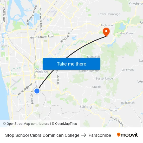 Stop School Cabra Dominican College to Paracombe map