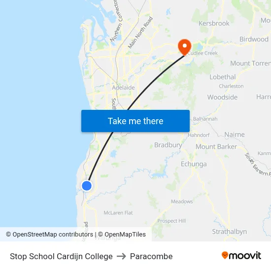 Stop School Cardijn College to Paracombe map