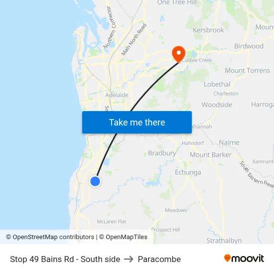 Stop 49 Bains Rd - South side to Paracombe map
