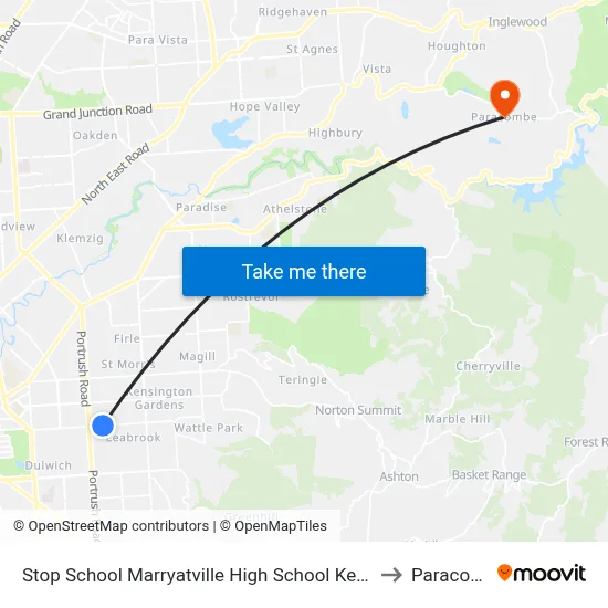 Stop School Marryatville High School Kensington Rd to Paracombe map