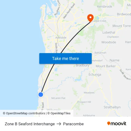Zone B Seaford Interchange to Paracombe map
