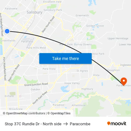 Stop 37C Rundle Dr - North side to Paracombe map