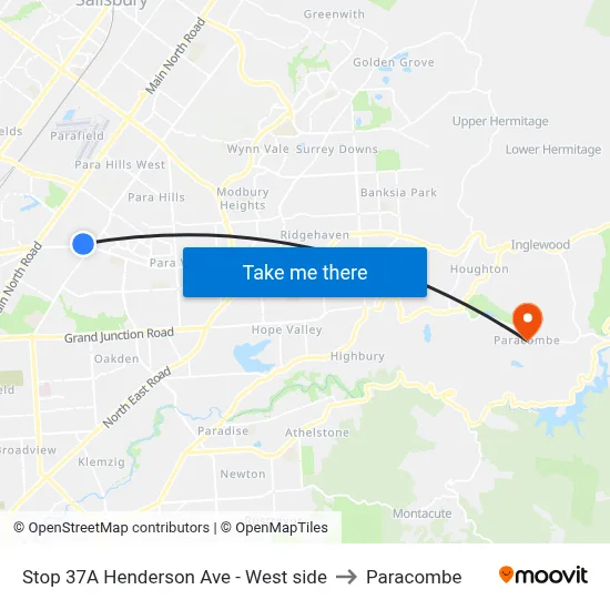 Stop 37A Henderson Ave - West side to Paracombe map