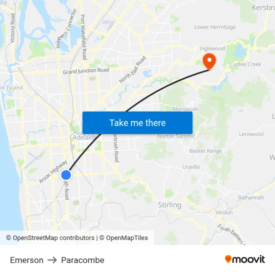 Emerson to Paracombe map