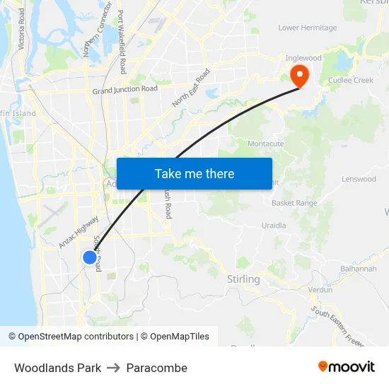 Woodlands Park to Paracombe map