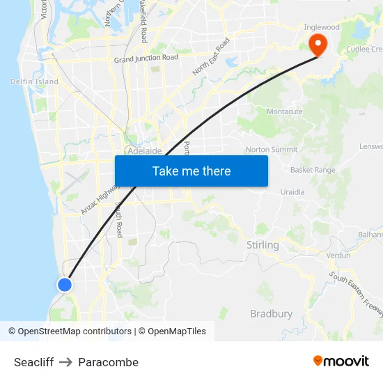 Seacliff to Paracombe map