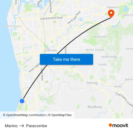 Marino to Paracombe map
