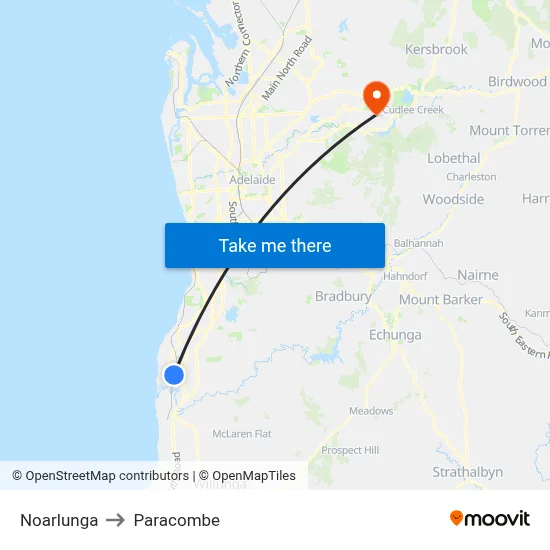 Noarlunga to Paracombe map