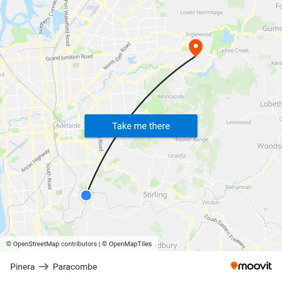 Pinera to Paracombe map