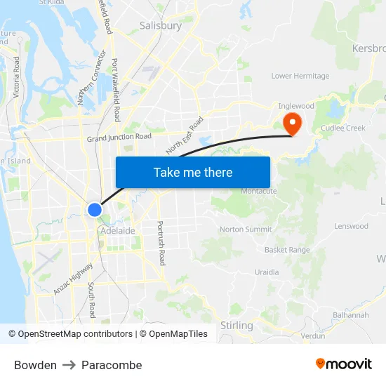 Bowden to Paracombe map