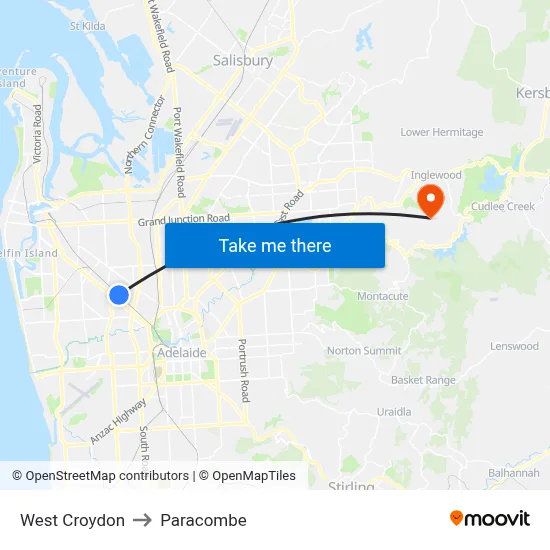 West Croydon to Paracombe map