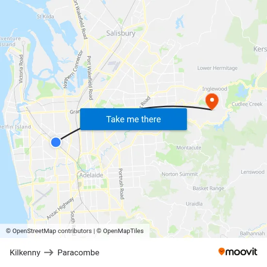 Kilkenny to Paracombe map