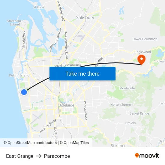 East Grange to Paracombe map