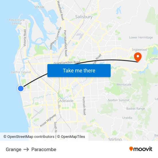 Grange to Paracombe map